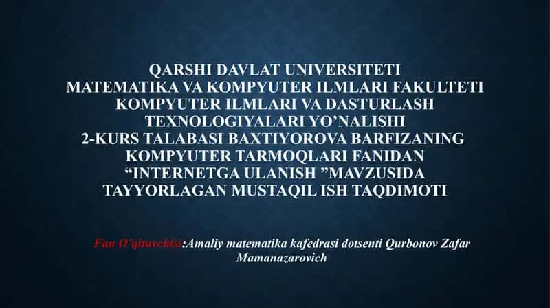 "Internetga ulanish"
