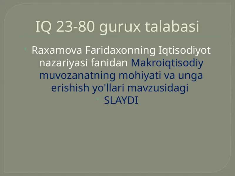 Raxamova Faridaxonning Iqtisodiyot Nazariyasi