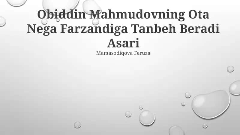 Obiddin Mahmudovning Ota Nega Farzandiga Tanbeh Beradi Asari