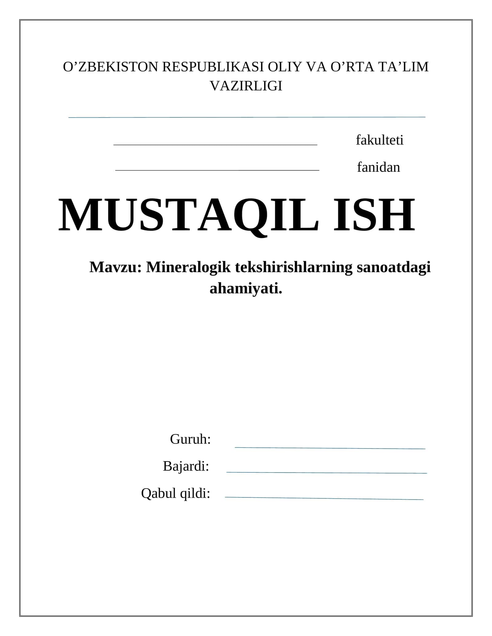 Mineralogik tekshirishlarning sanoatdagi ahamiyati