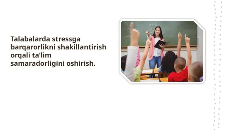 Reja: O'quvchilardastressgaqarshiturarjoyinirivojlantirishusullari