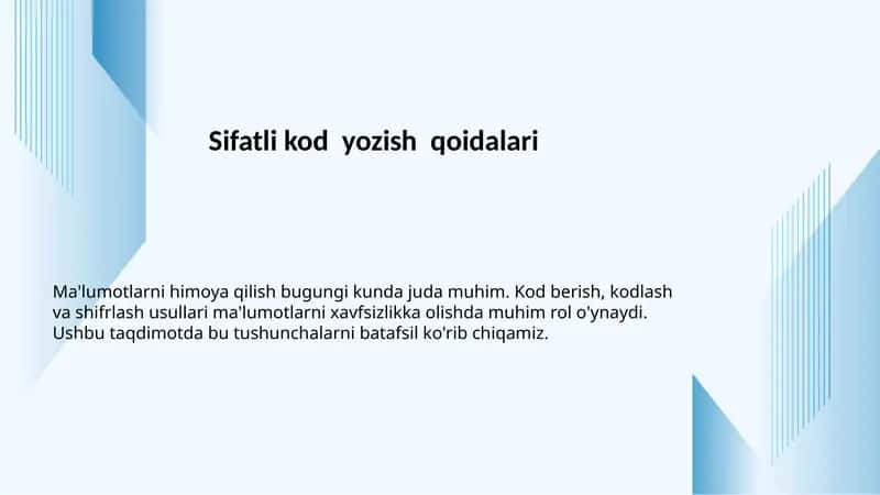 Sifatli kod yozish qoidalari