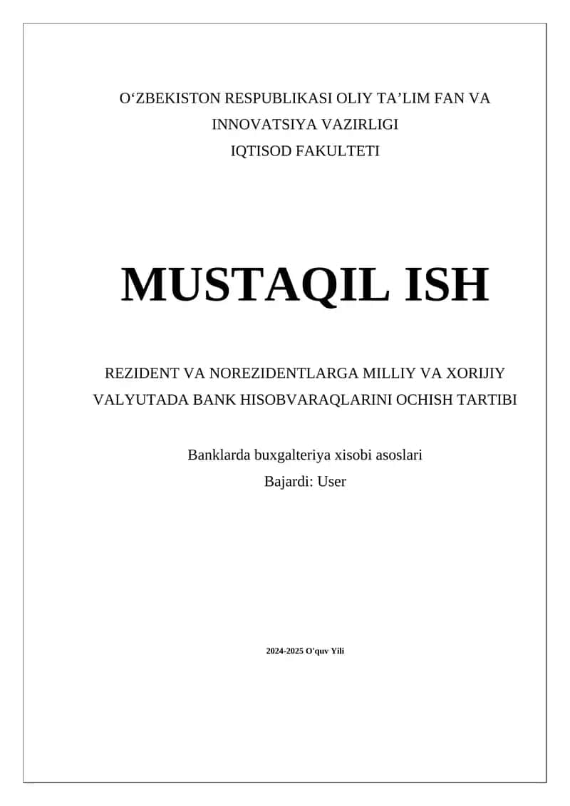 Bank hisobvaraqlarni ochish jarayoni