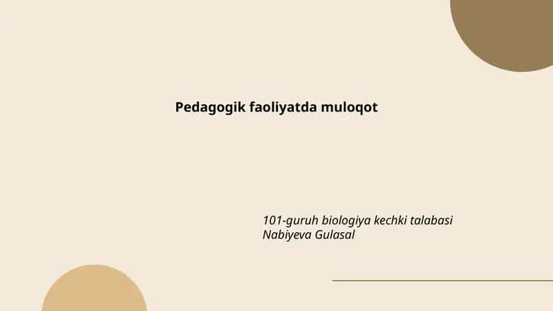 Pedagogik faoliyatda muloqot