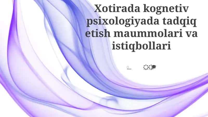 O'zbekistonda Kognitiv Psixologiyaga Kirish