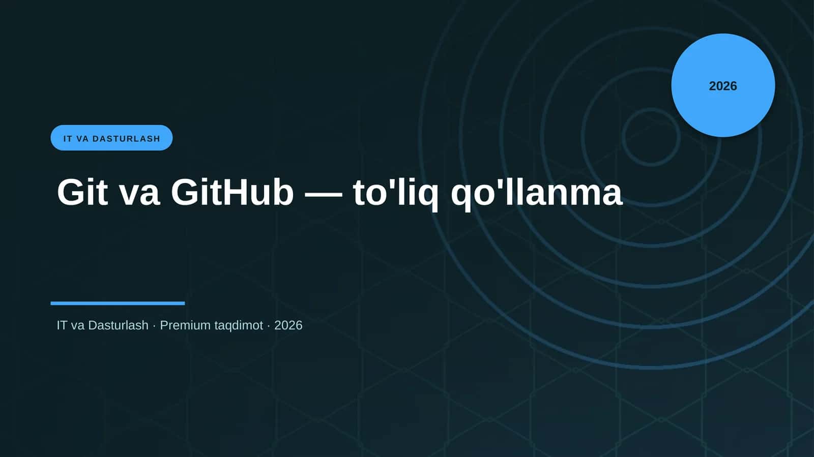Git va GitHub — to'liq qo'llanma