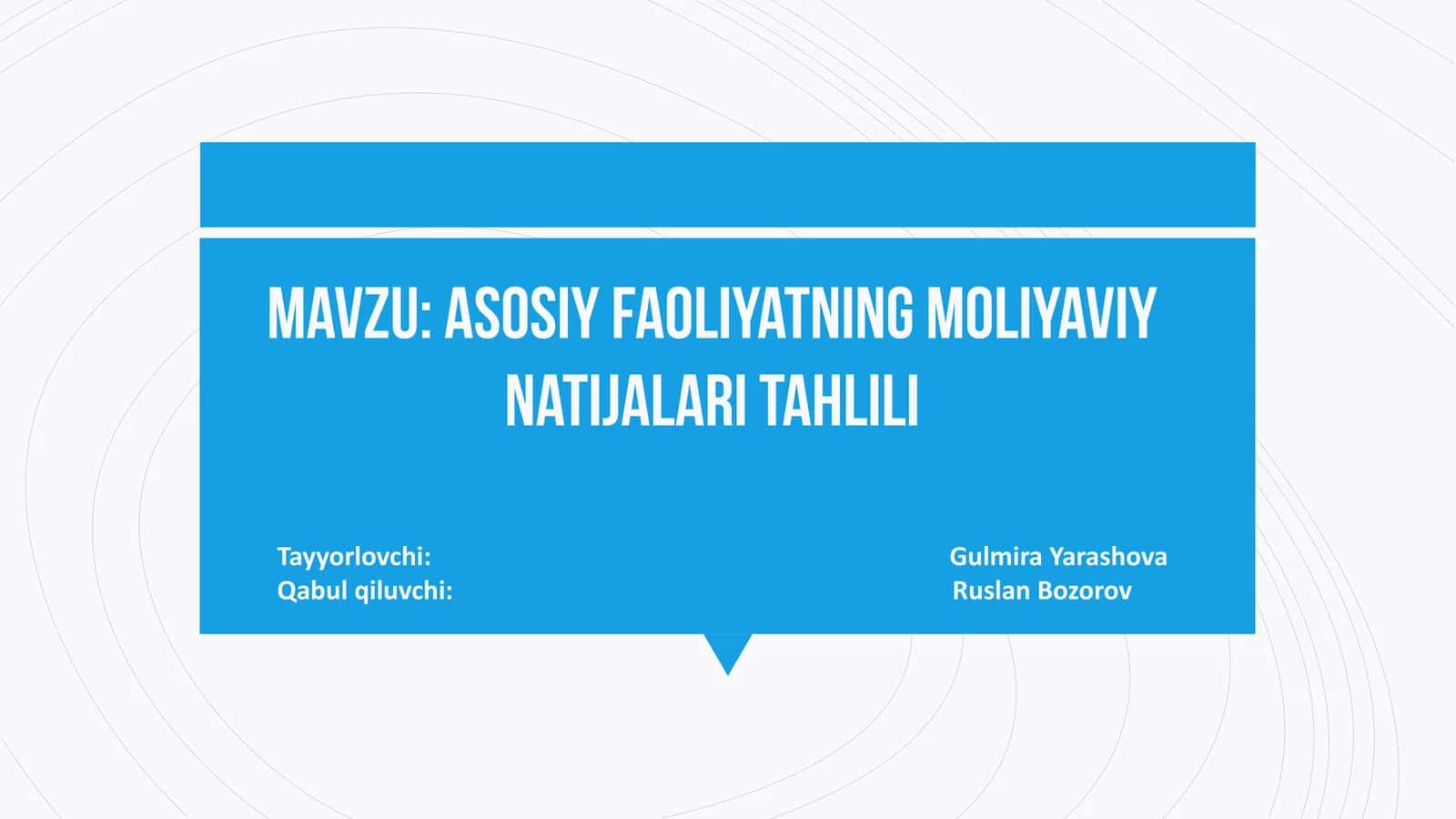 Asosiy faoliyatning moliyaviy natijalari tahlili