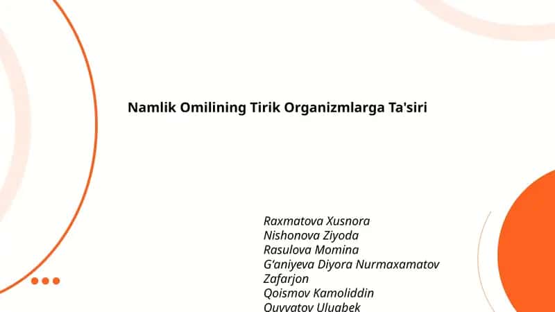 Namlik Omilining Tirik Organizmlarga Ta'siri