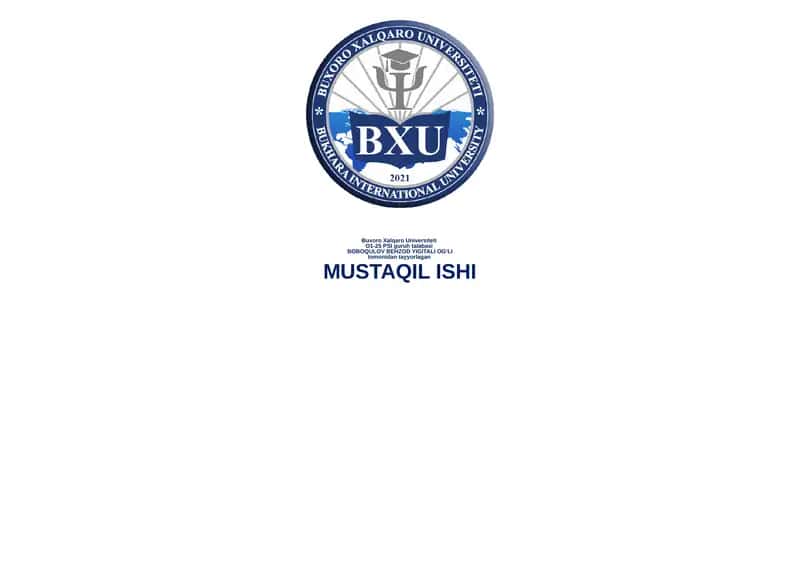 MUSTAQIL ISHI INTELLEKTUAL XATTI-HARAKAT FARAZLARI