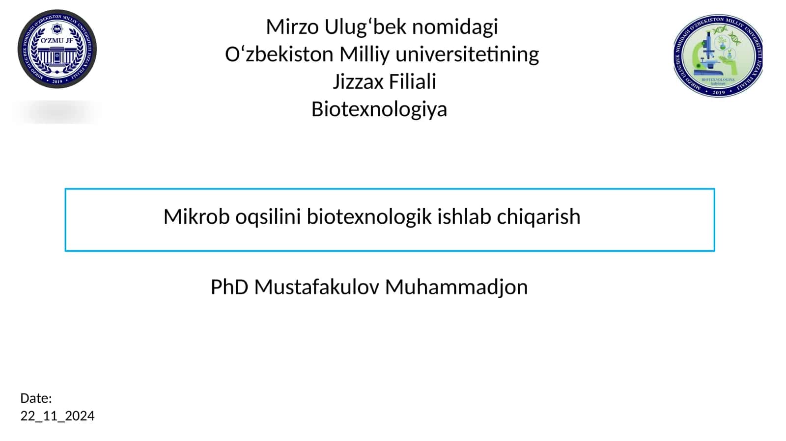 Mikrob oqsilini biotexnologik ishlab chiqarish