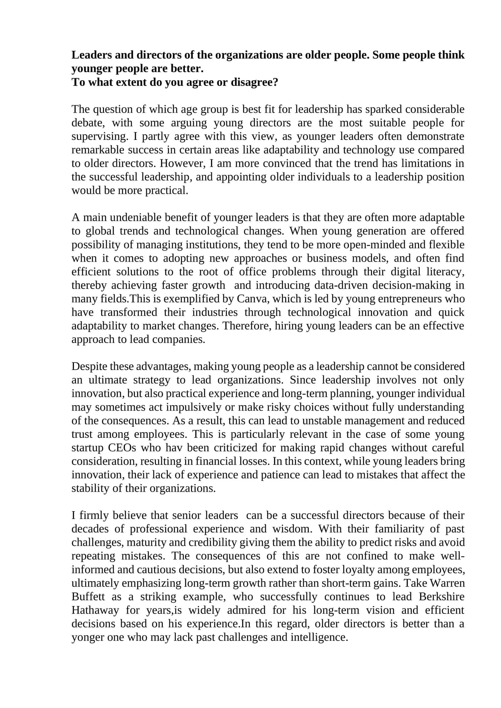 Young Leaders in Organizations