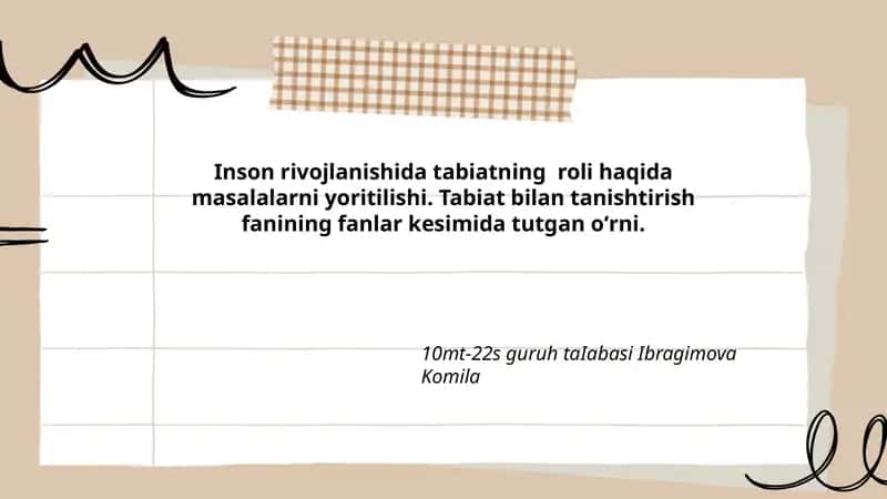 Tabiat bilan tanishtirish fanining fanlari
