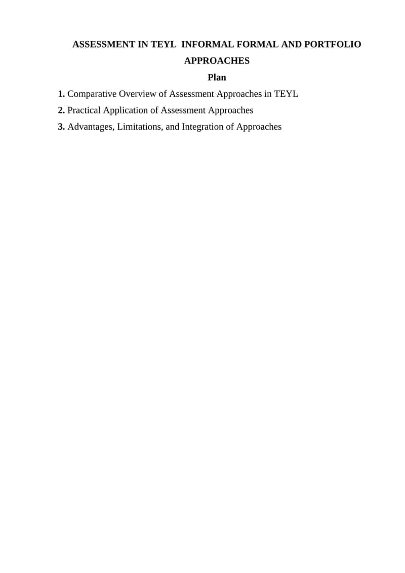 Assessment Approaches in TEYL