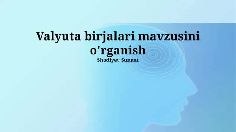 Valyuta birjalari mavzusini o'rganish