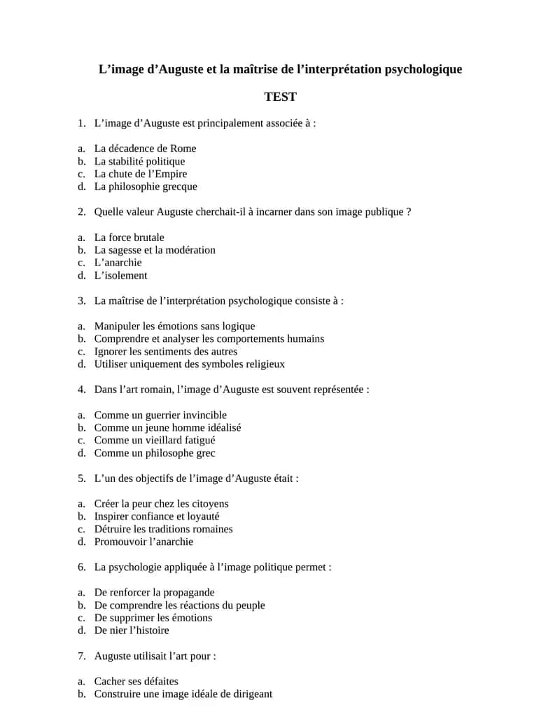 L’image d’Auguste et la maîtrise de l’interprétation psychologique