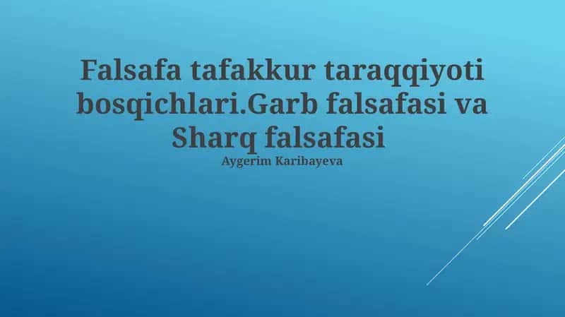 Falsafa tafakkur taraqqiyoti bosqichlari