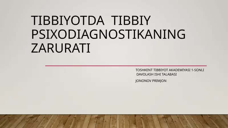 Tibbiy Psixodiagnostika