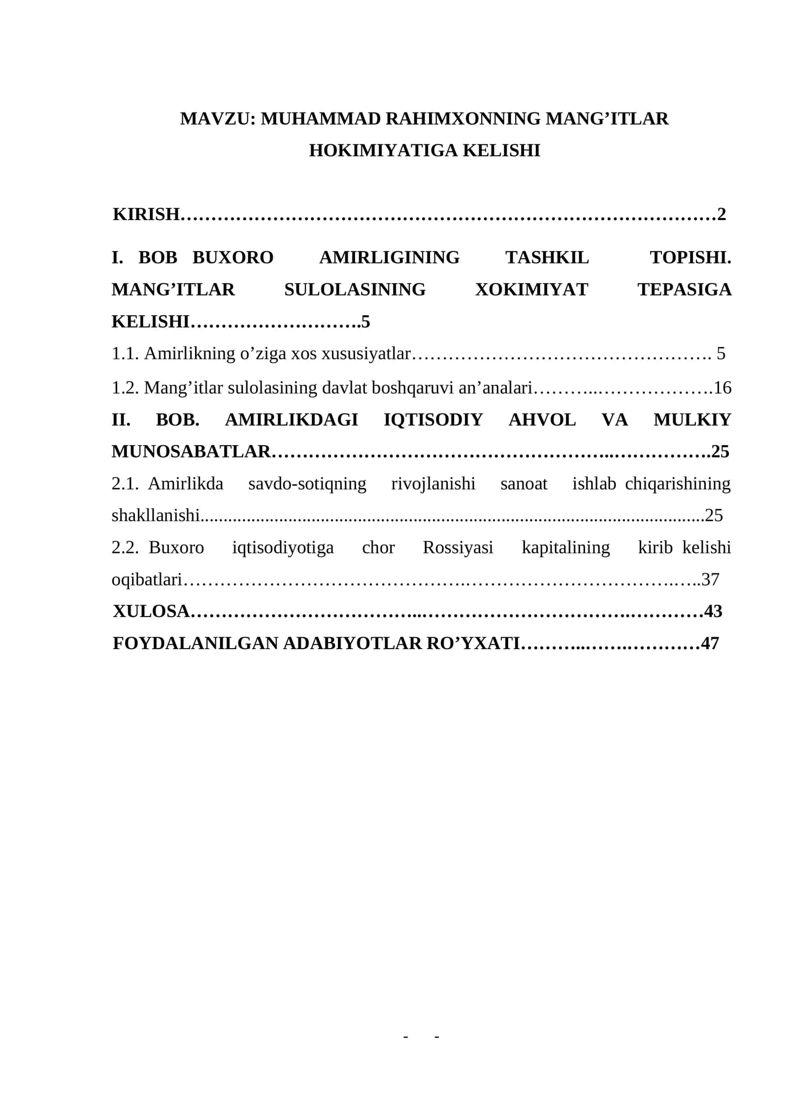 MUHAMMAD RAHIMXONNING MANG’ITLAR HOKIMIYATIGA KELISHI