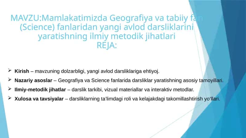 Mamlakatimizda Geografiya va tabiiy fanlar