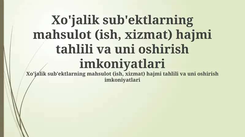 Ishlab chiqarish hajmini tahlil qilish