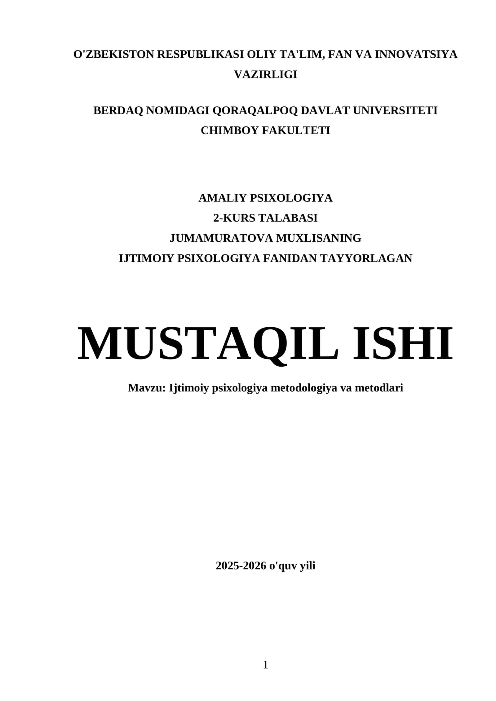 Ijtimoiy psixologiya metodologiya va metodlari