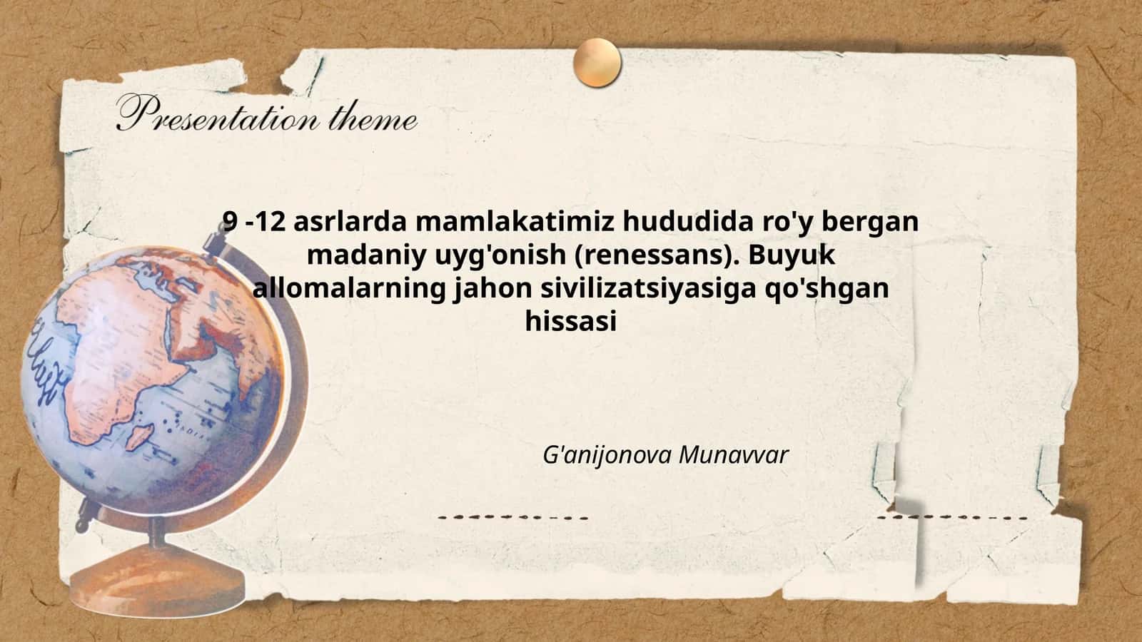 G'anijonova Munavvar