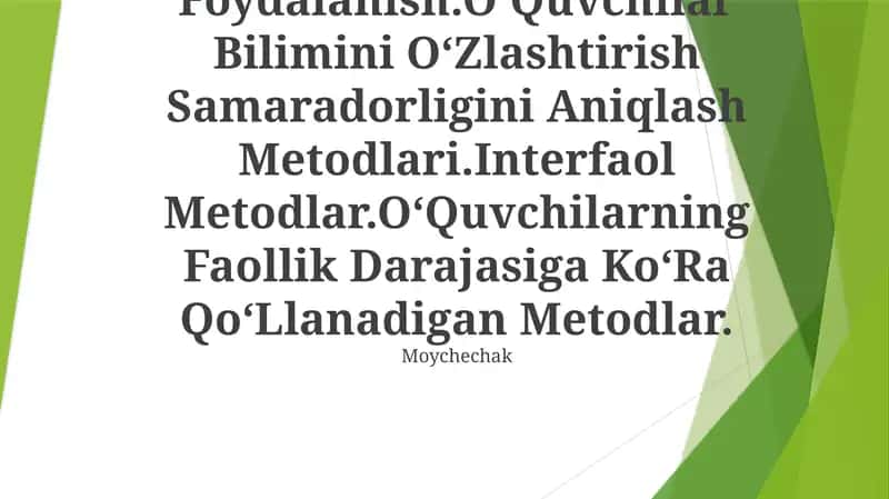 Didaktik OʻYin Metodidan Foydalanish
