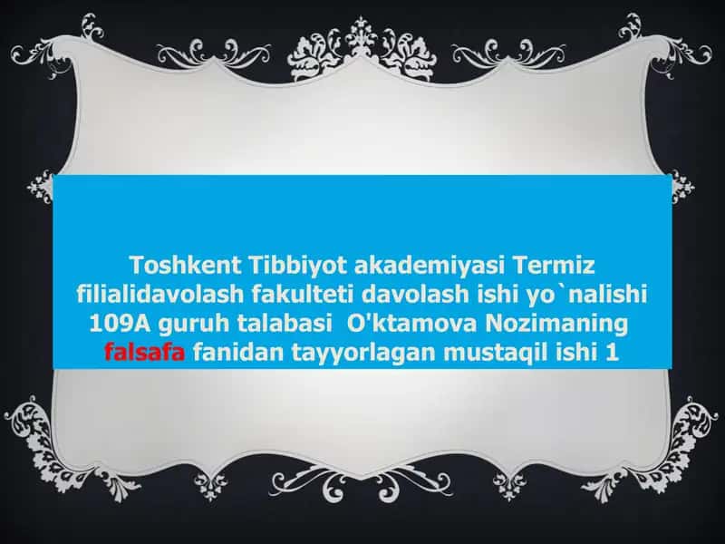 Nozim O'ktamova falsafasi