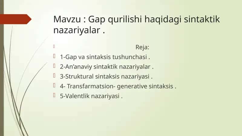 Gap qurilishi haqidagi sintaktik nazariyalar