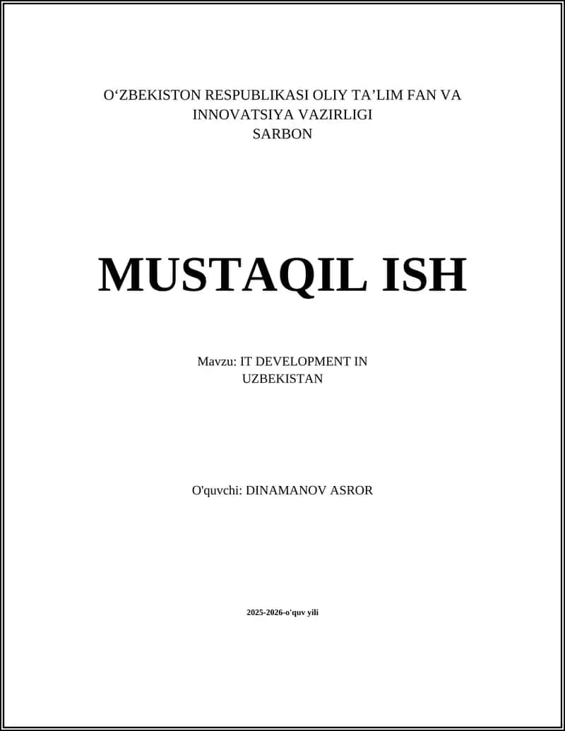IT DEVELOPMENT IN UZBEKISTAN