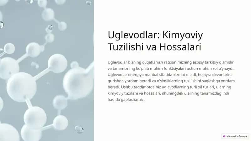 Uglevodlar: Kimyoviy Tuzilishi va Hossalari