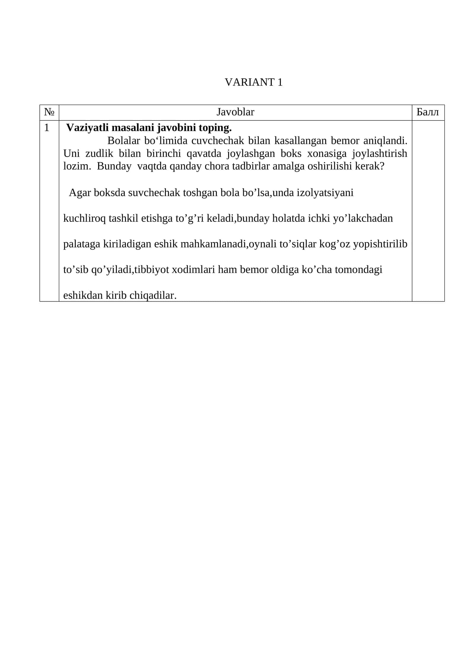Vaziyatli masala: Bola bimor va xonada tadbir