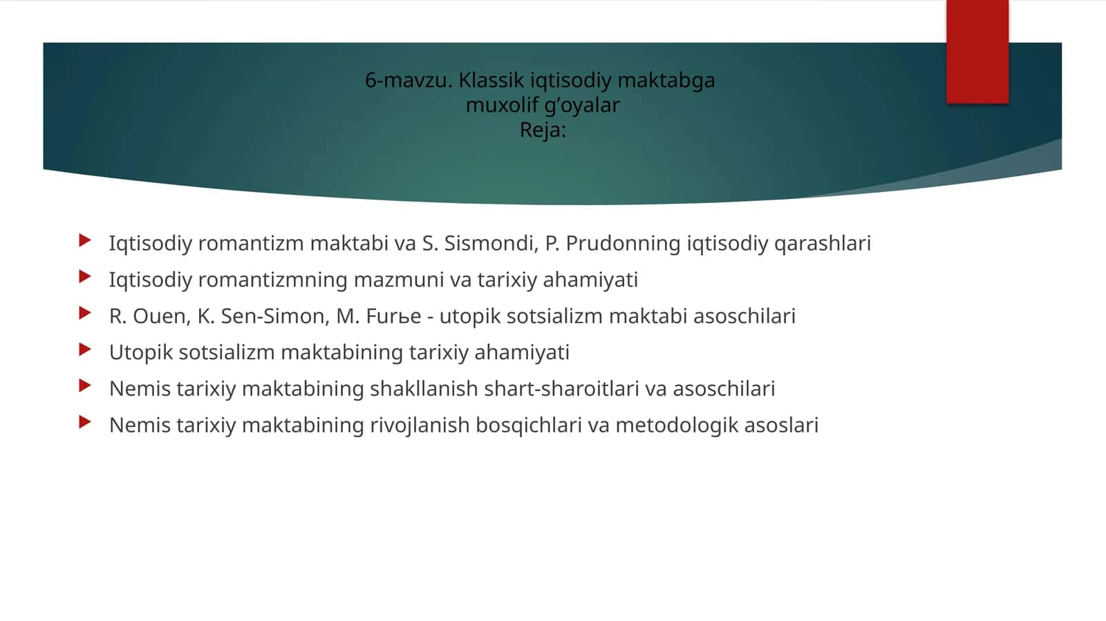 6-mavzu. Klassik iqtisodiy maktabga muxolif gʼoyalar