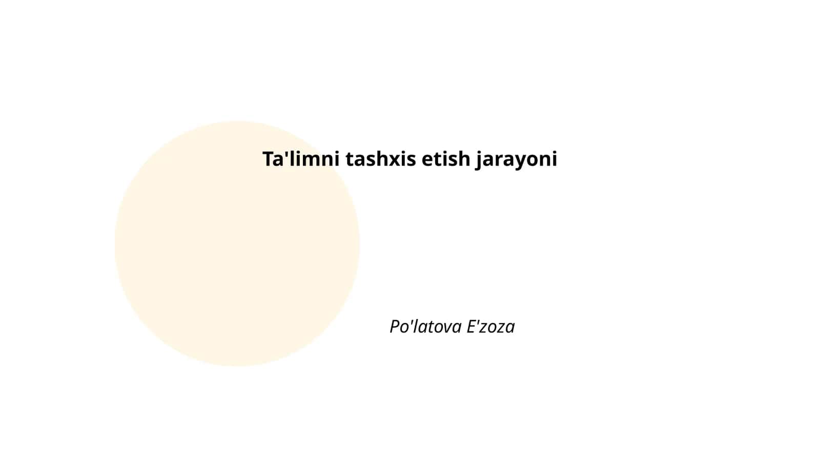 Ta'limni tashxis etish jarayoni