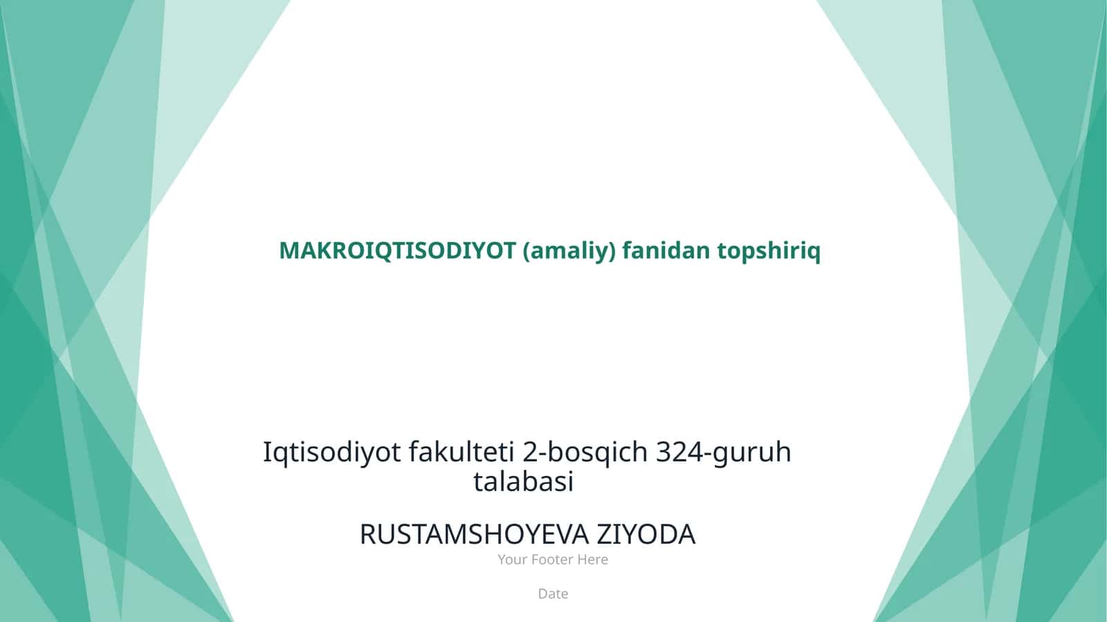 MAKROIQTISODIYOT (amaliy) fanidan topshiriq