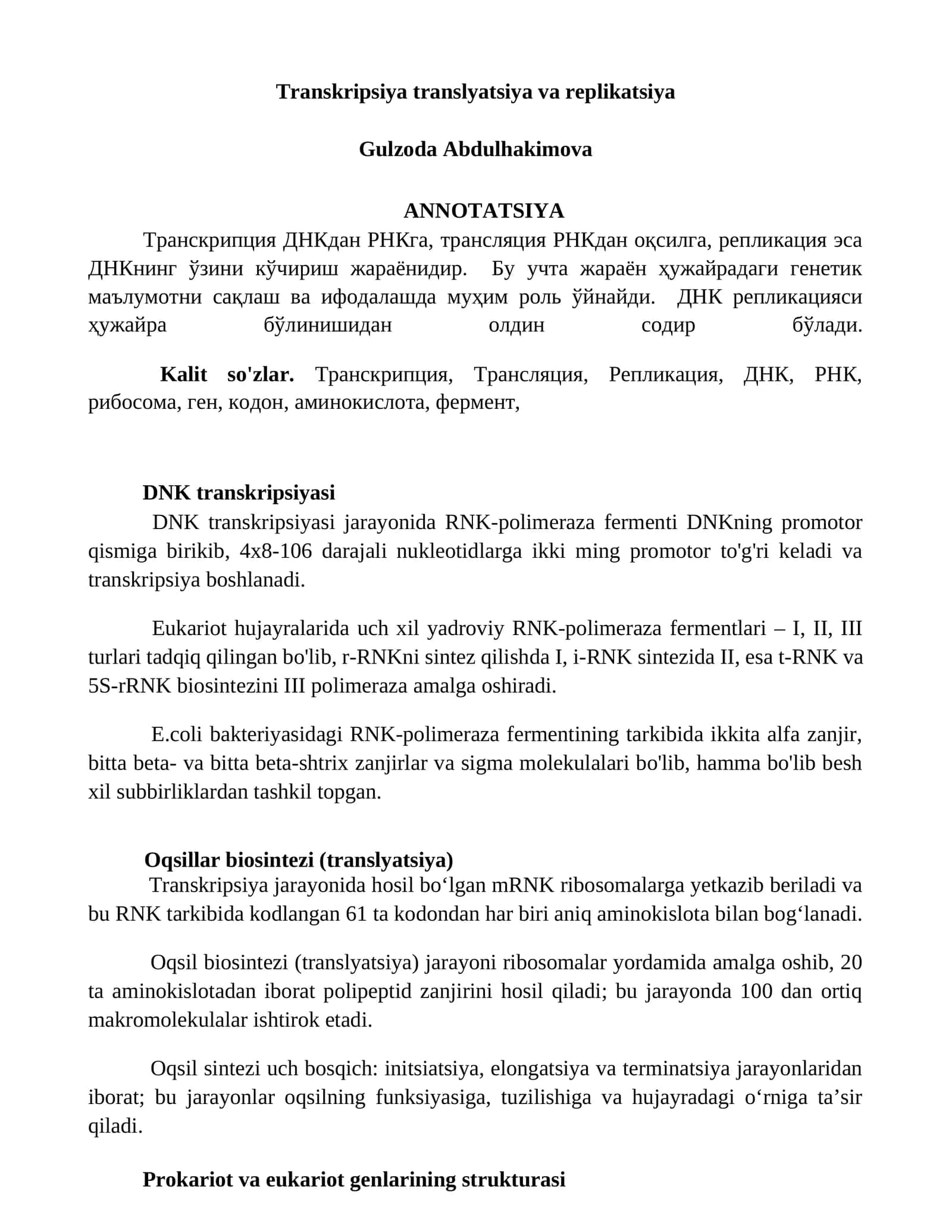 DNK transkripsiyasi
