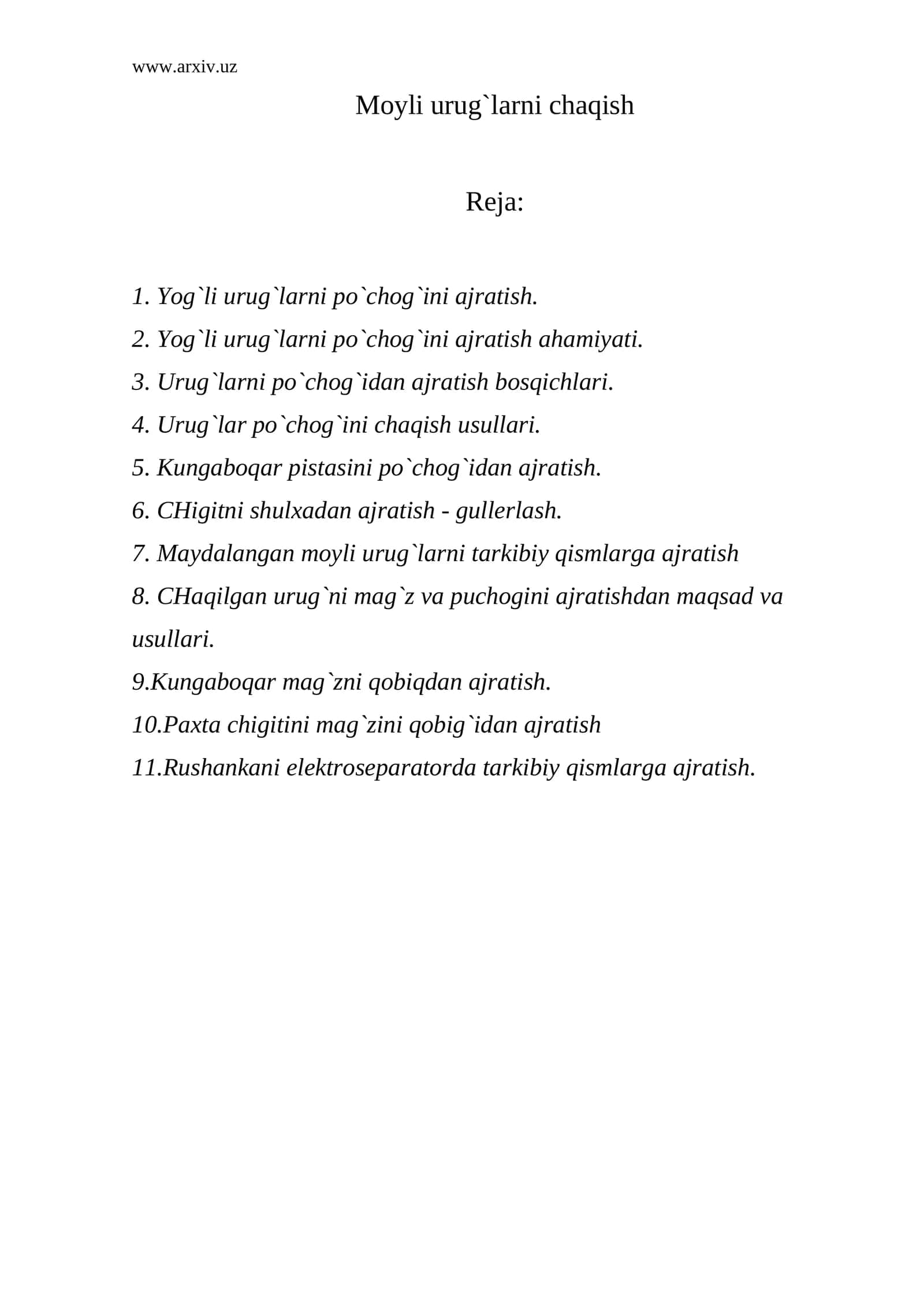 Moyli urug`larni chaqish