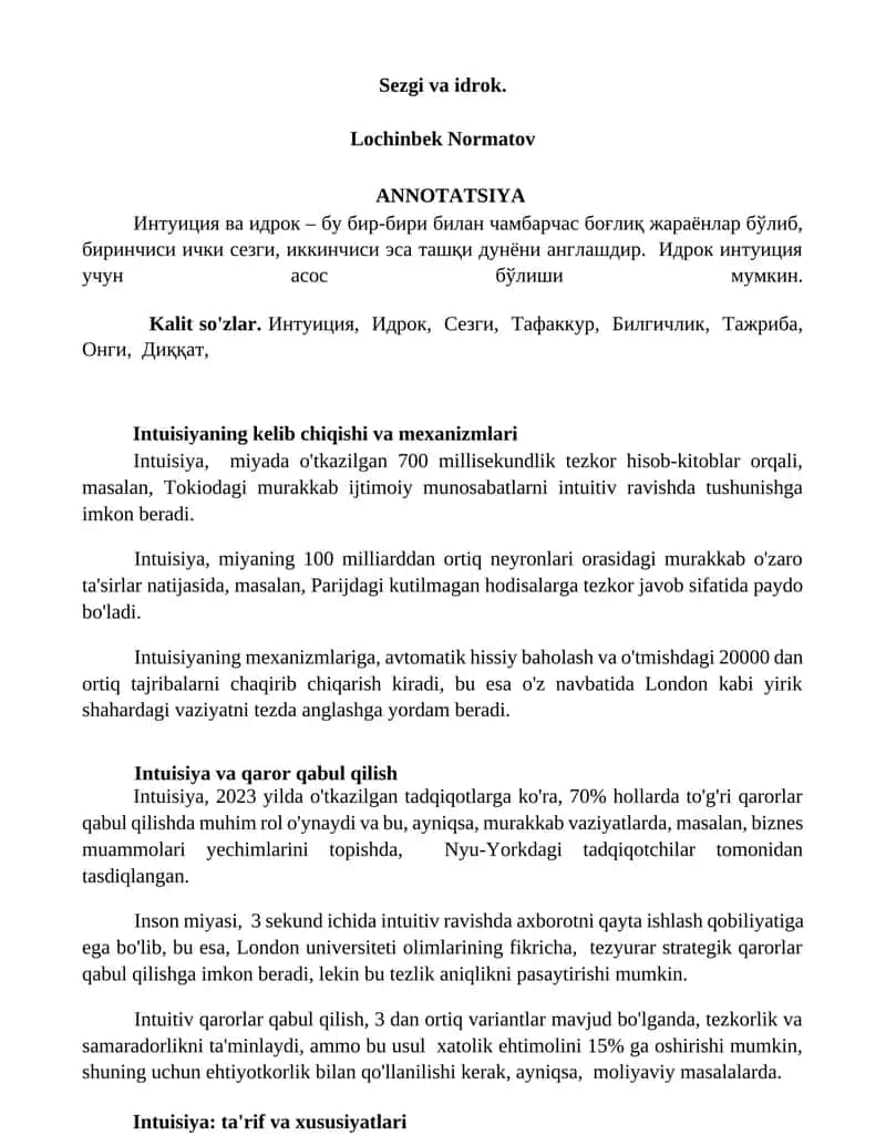 Sezgi va idrok