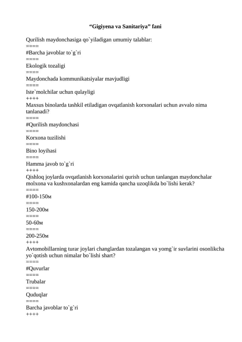 Gigiyena va Sanitariya fani