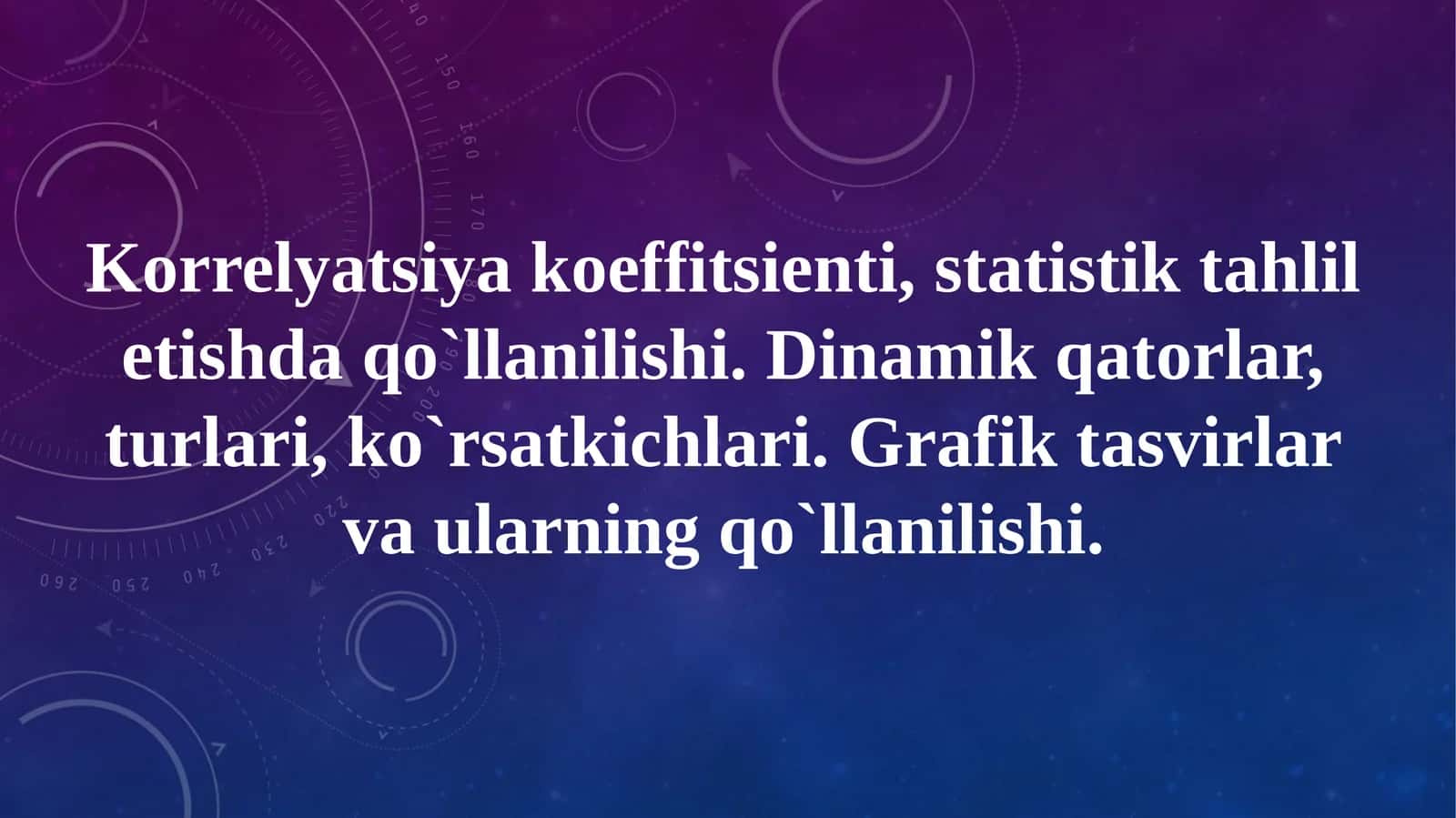 Korrelyatsiya koeffitsienti, statistik tahlil etishda qo`llanilishi