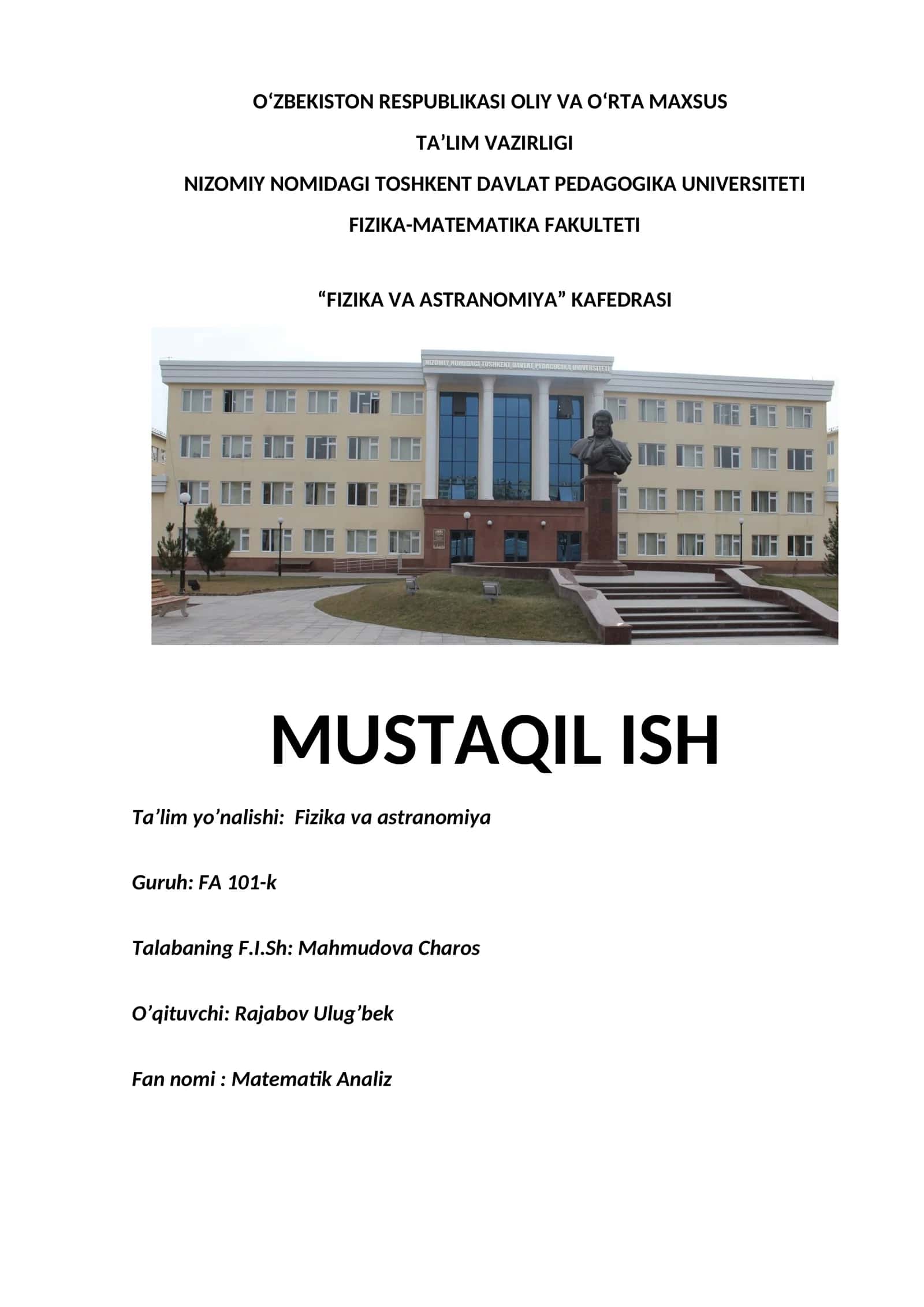 Matematik Analiz Parametriklar