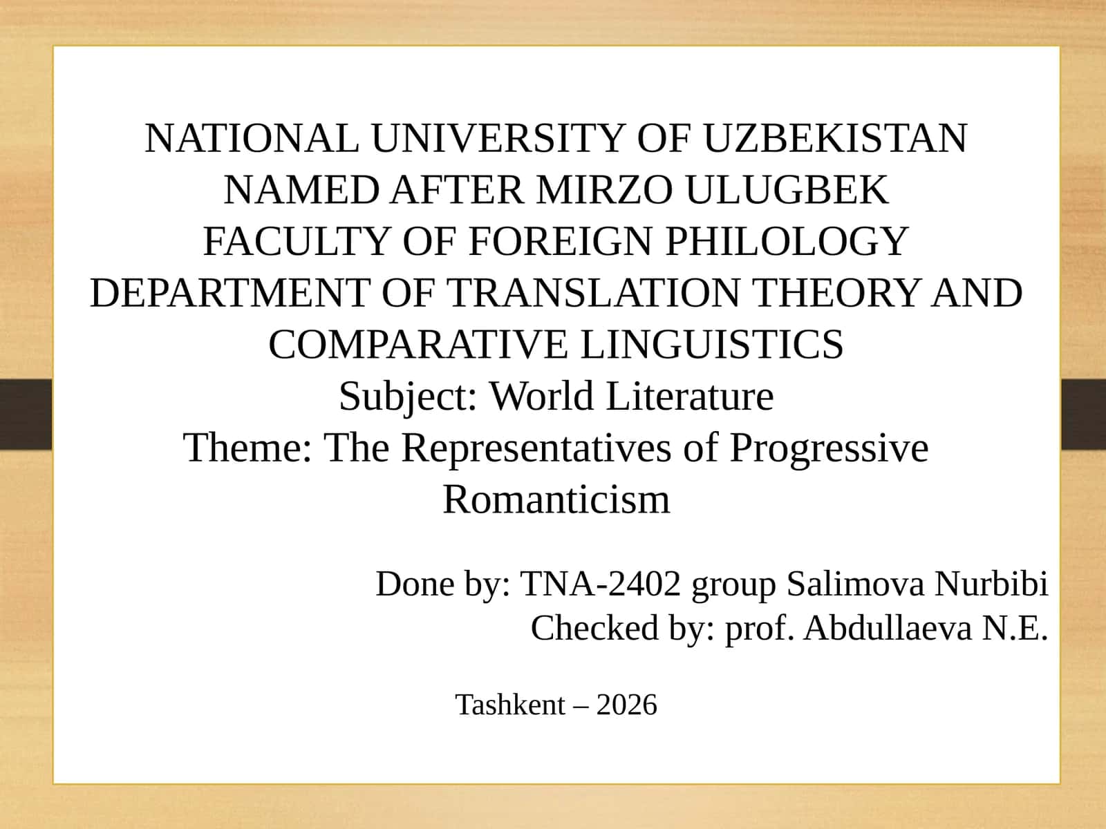 The Representatives of Progressive Romanticism
