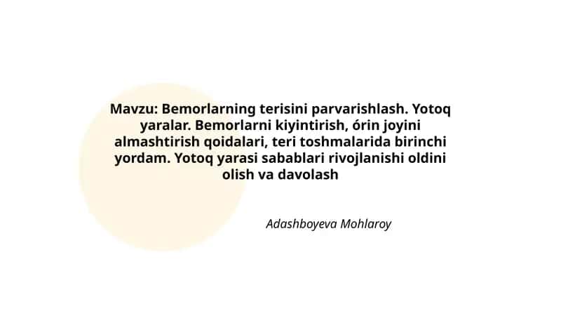 Bemorlarning terisini parvarishlash