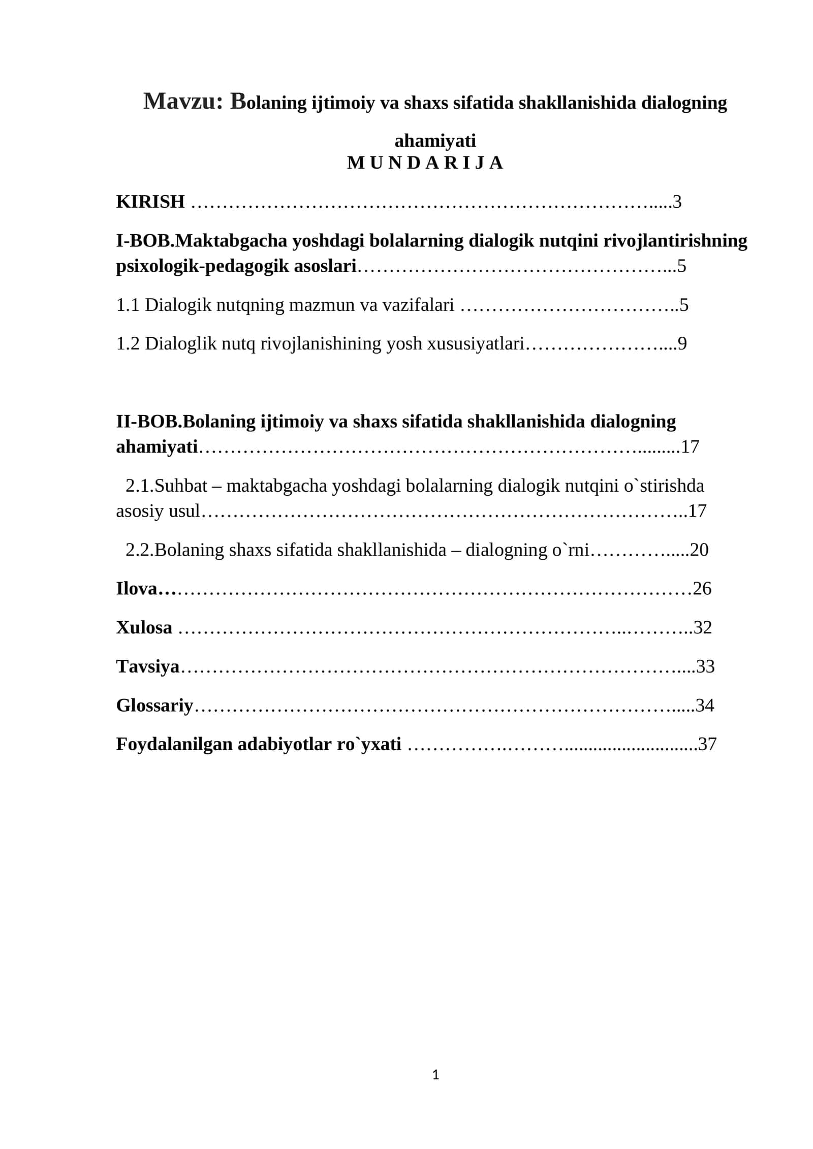 Bolaning ijtimoiy va shaxs sifatida shakllanishida dialogning ahamiyati