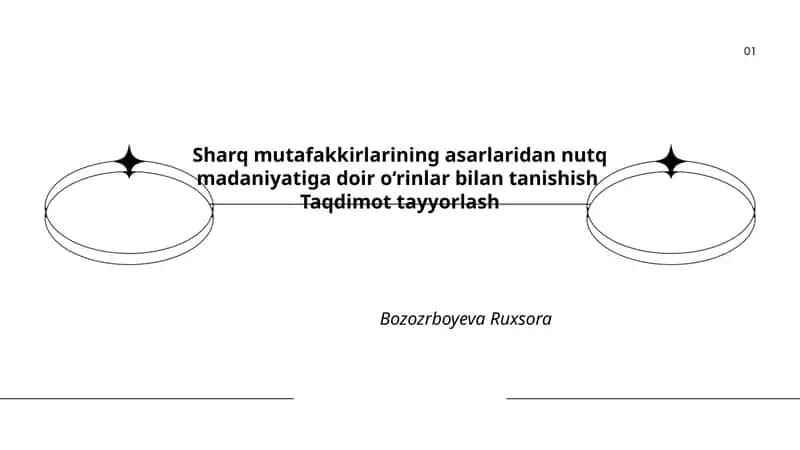 Sharq mutafakkirlarining asarlaridan nutq madaniyatiga doir o‘rinlar bilan tanishish Taqdimot tayyorlash
