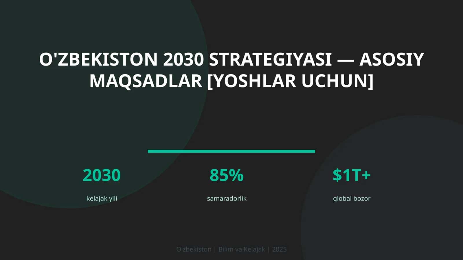 O'zbekiston 2030 Strategiyasi — asosiy maqsadlar [yoshlar uchun]