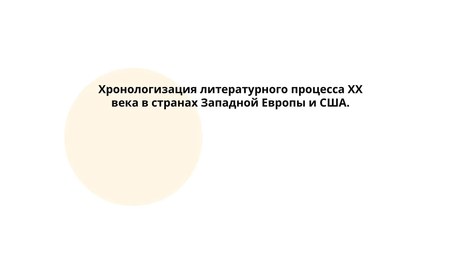 Литературный процесс XX века в странах Западной Европы и США