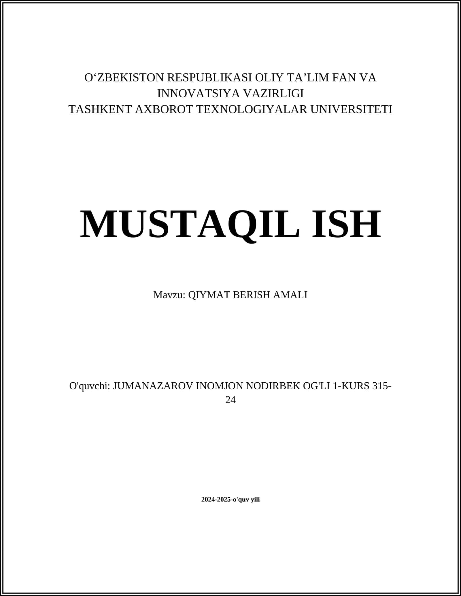 Qiymat berish amali