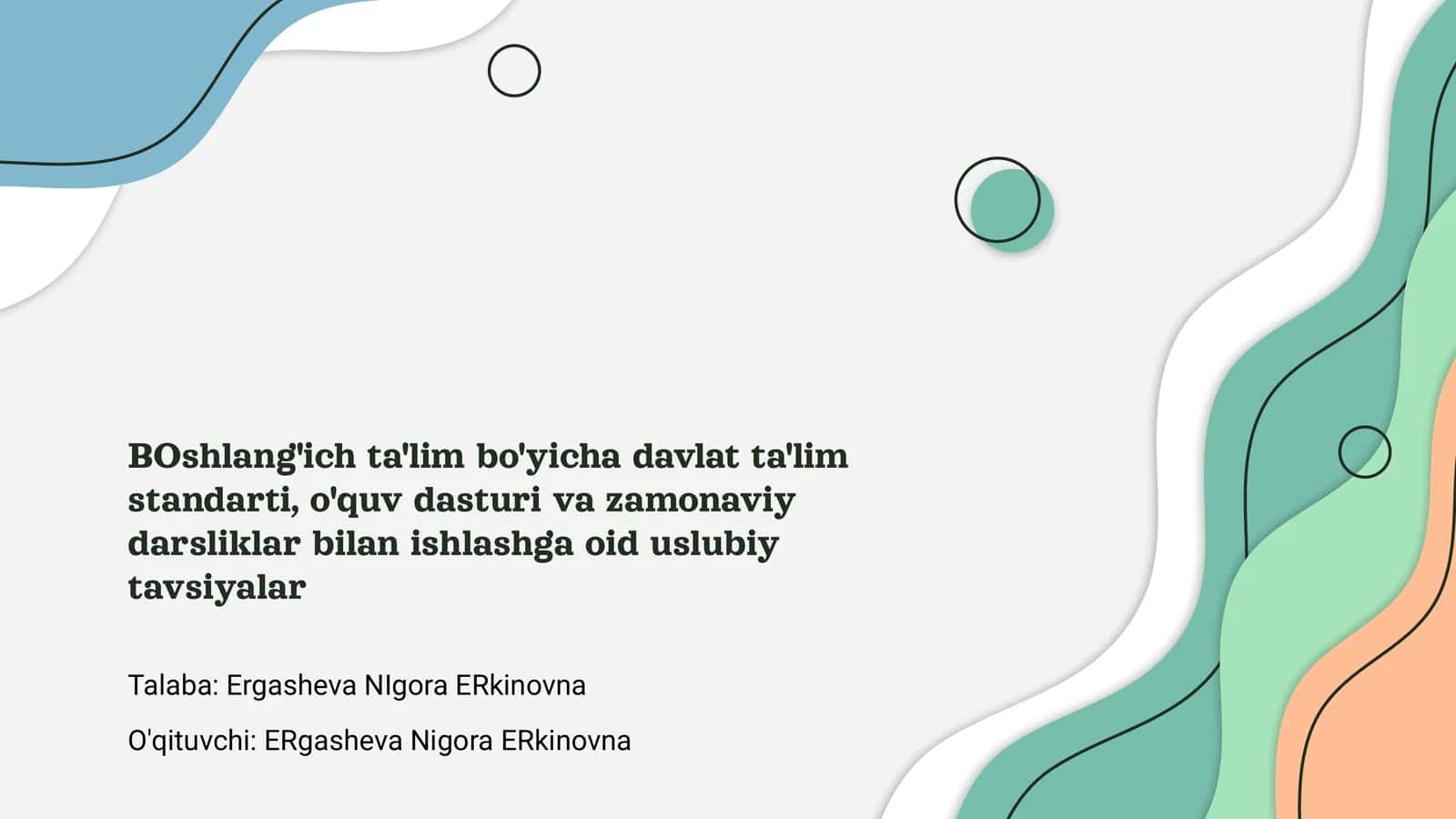 Boshlang'ich ta'lim bo'yicha davlat ta'lim standarti, o'quv dasturi va zamonaviy darsliklar