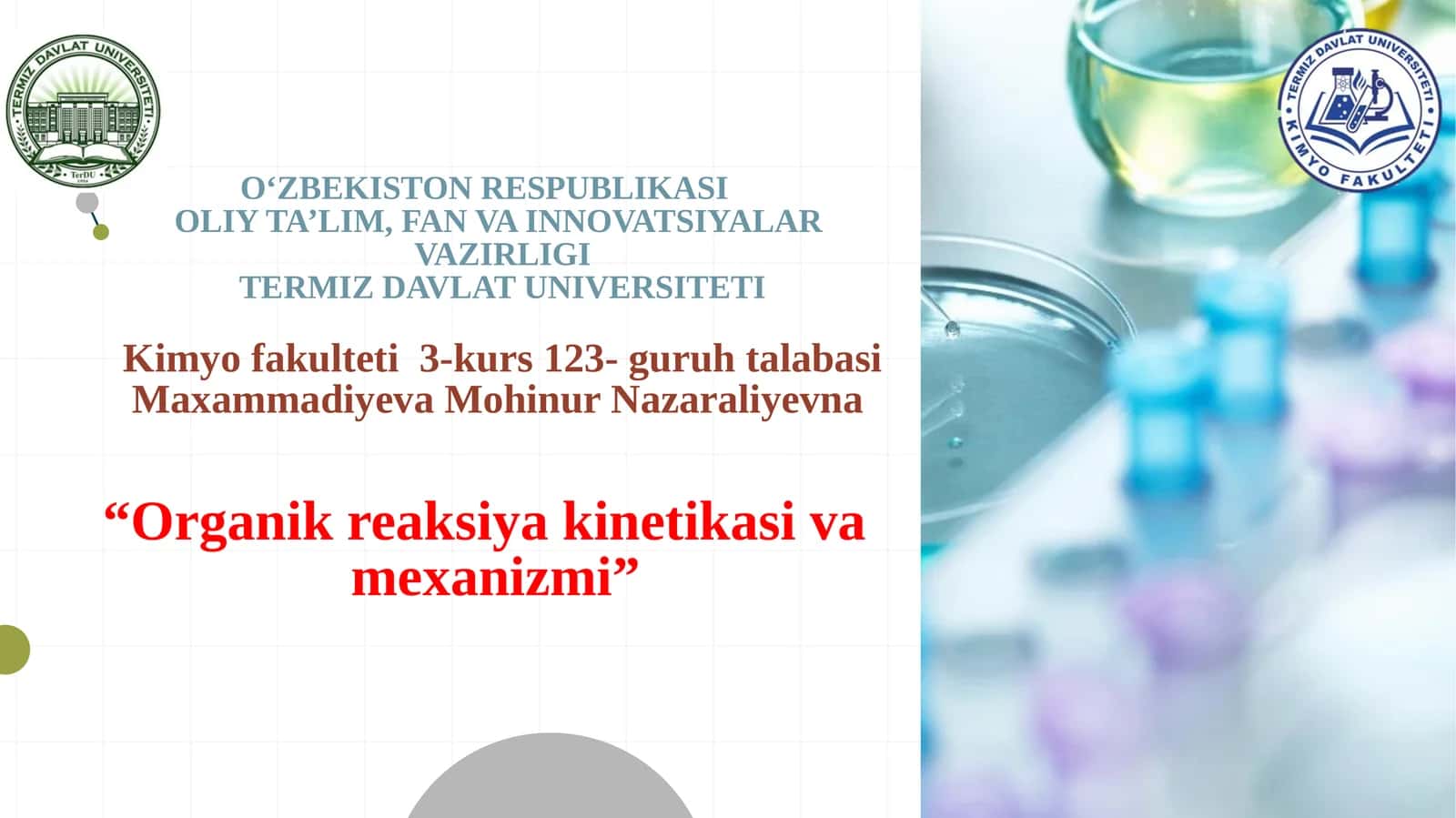 Organik reaksiyakinetikasivamexanizmi